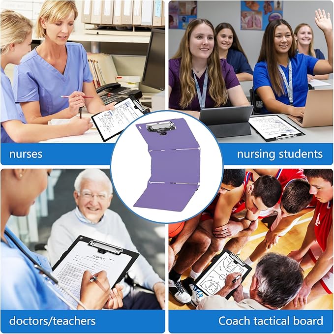 Nursing Foldable Medical Clipboard, Edition Cheat Sheets Lithium 3 Layers Foldable Clipboards Nursing Pocket Size Profile Clip Nurse Clipboards Notepad for Nurses Students and Doctors, Purple
