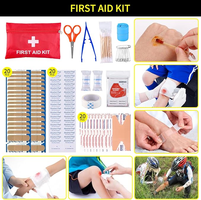 Gifts for Men Christmas Survival Kit and First Aid kit, 160 Pcs Emergency Supplies Camping Accessories with Upgraded Molle Bag for Outdoor Adventure Camping Hiking Hunting