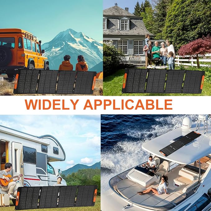 200W Portable Solar Panel for Power Station,25V Foldable Solar Panel Charger with Kickstand,MC4 Cable,Dual USB & Type-C Output,>23% High Efficiency IP65 Waterproof For Camping,Hiking,RV Trips