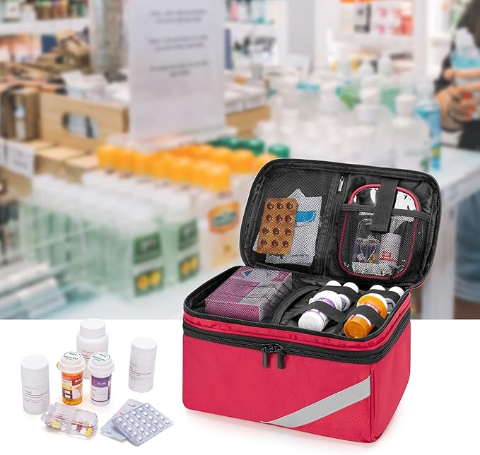 Trunab Medicine Storage and Organizer Bag Empty, Pill Bottle Organizer with Portable Small Pouch, Home First Aid Box for Emergency Medication, Supplements or Medical Kits (Bag Only)(Patent Design)