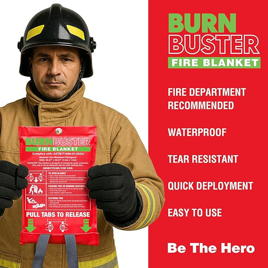 2-Pack Emergency Fire Blankets and Lithium-Ion Fire Suppression Gel - for Home, Kitchen, Grill, Camping, Car & More