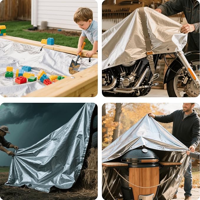 Sliver Tarps Heavy Duty Waterproof, 12 Mil Large Tarps with Grommets and Reinforced Edges, UV Tear Fade Resistant, Heavy Duty Tarps for Outdoors Patio Camping, 30 * 40FT