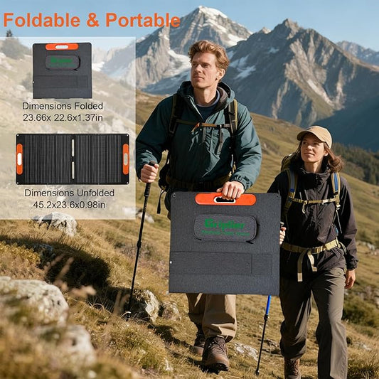 100W Portable Solar Panel for Power Station,20V Foldable Solar Panel Charger with Kickstand,MC4 Cable,Dual USB & Type-C Output,>23% High Efficiency IP65 Waterproof For Camping,Hiking,RV Trips