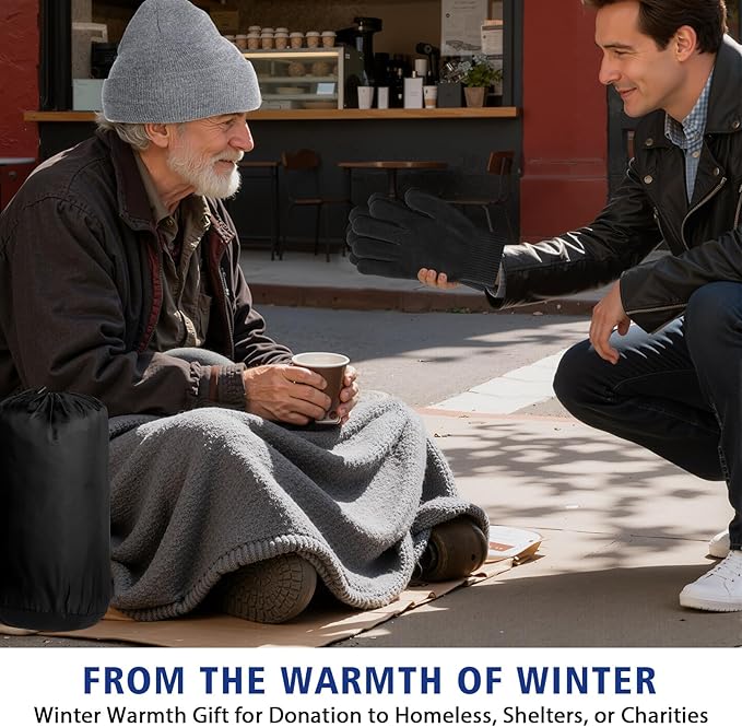 48 Pcs Sleeping Bags for Homeless Winter Beanies Gloves for Homeless Donation Shelter Season Warm Sleeping Bag Bulk with Sack Fleece Gloves and Hat for Cold Weather Emergencies Charity