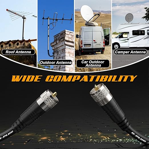 G-PLUG RG8X Coaxial Cable 6FT – 50 Ohm Low-Loss Coax with PL259 Connectors – Pure Copper Core, Dual Shielding, Waterproof PVC Jacket – for CB & HAM Radio, SWR Meter, Antenna Analyzer, RF Applications