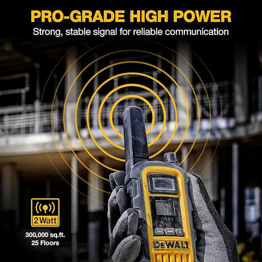 DEWALT FRS Walkie Talkies Long Range 2 Way Radio, 2 Watt, Waterproof & Rechargeable, 6 Pack with 6 Headsets & Gang Charger, DXFRS800BCH6-SV1