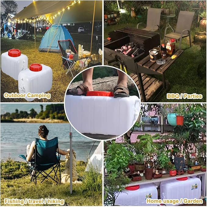 Water Storage Containers for Camping, Large Capacity Water Tank with Spigot Cap, Portable Camping Water Carrier for Emergency Hiking Fishing Driving Travel(Size:50L,Color:White)