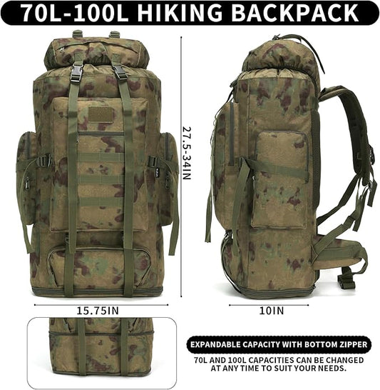 Hiking Backpack for Men 70L/100L Camping Backpack Military Rucksack Molle 3 Days Assault Pack for Climbing
