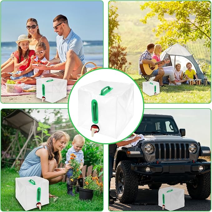 XINGGLIANG 2 Pack 5 Gallon Collapsible Water Container with Spigot, No Leakage Foldable Portable Water Canteen,Transparent Design Portable Water Jug,for Outdoor Hiking,Car, Picnic and Emergency