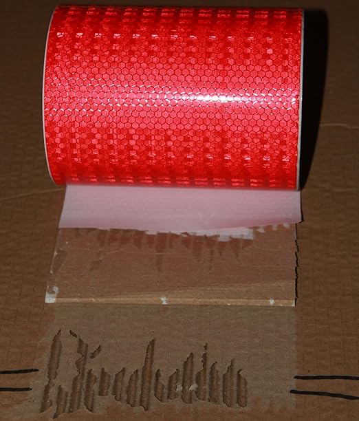 Red Reflective Tape Outdoor Waterproof 8 inch High Visibility Hazard Conspicuity Safety Industrial Marking Tape (66 feet)