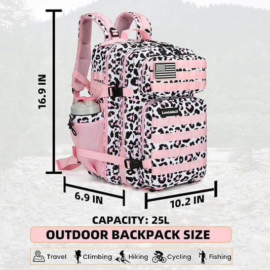 25L Tactical Backpack for Men and Women Military Backpack Small Assault Pack Molle Backpack Bug Out Bag Travel Rucksack Daypack (Pink Leopard)