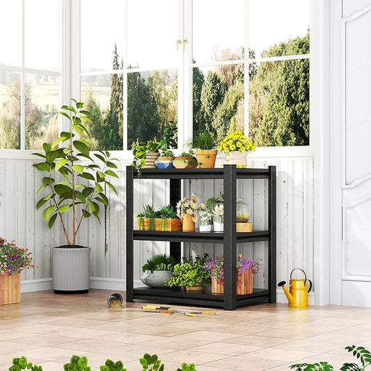 2-Tier Storage Shelves,1200 Lbs Metal Shelving Unit, Double-Layer Columns, Adjustable Reinforcing Shelves for Coffee Table in Living Room, Bedroom, Kitchen,Office(16''W*10''D*22''H)