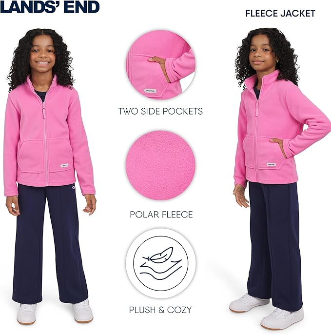 Lands' End Unisex Kids 3-in-1 Water Resistant Windbreaker and Zip-out Polar Fleece Jacket