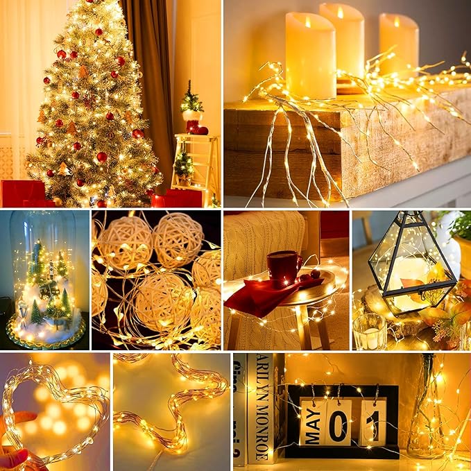 pozzolanas 6 Pack Warm White Battery Operated String Lights with Remote - 7ft Waterproof Fairy Lights with 20 LEDs for Home, Mason Jar, Party, Wedding, Halloween, Christmas Decorations
