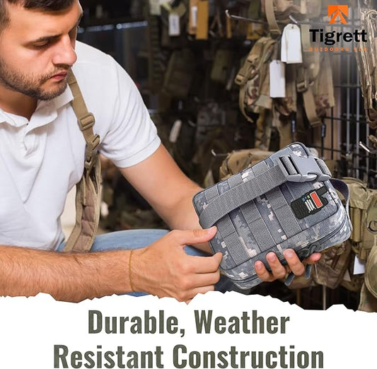 Ham Radio Go Bag in ACU Digital Camo Colour with Tear-Away Velcro Back - Molle Compatible, Multi-Pocket Design for Radios, Cables, and Gear