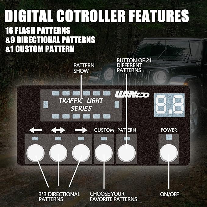 WINECO Amber White 38.5" LED Rooftop Strobe Lights Bar, Double Side Flashing Emergency Hazard Caution Warning Beacon Lightbar w/Magnetic for Construction Vehicles Tow Trucks Vans Tractor Snowplow