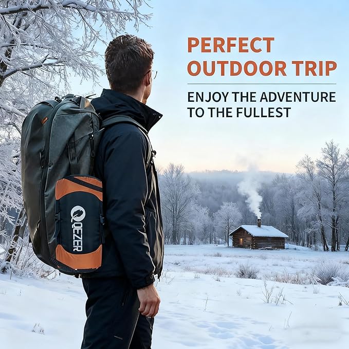 Ultralight Down Sleeping Bag for Adults - 600 Fill Power, Cold Weather, Backpacking, Camping, Hiking