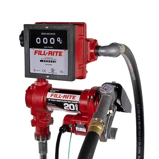 Fill-Rite FR4211H 12V 20 GPM Fuel Transfer Pump with Standard Mechanical Meter Package, Gallons Gasoline, Diesel, Kerosene, Ethanol & Methanol Blends & Biodiesel