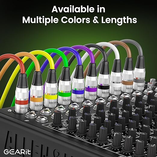 GEARit XLR Male to Female Microphone Cable (20 Feet, 6-Pack) 3-Pin Balanced Shielded Mixer, Recording Studio, Podcast - Black
