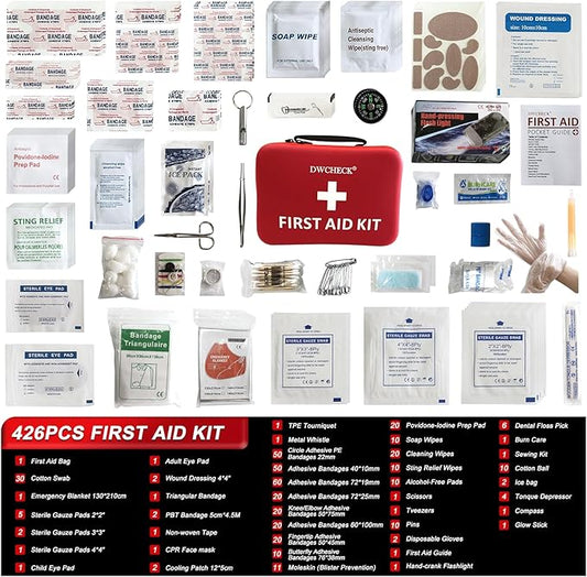 426 Piece First Aid Kit, Waterproof Compact Portable Hard Case Emergency Medical Kit for Home, Car, Travel, Businesses, Office, Hiking, Vehicle, Boat - Outdoor Survival Kit