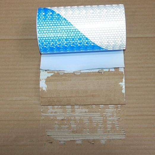 Reflective Tape Blue and White 6 inch X 10 feet, Outdoor Waterproof Hazard Conspicuity Warning Industrial Marking Tape