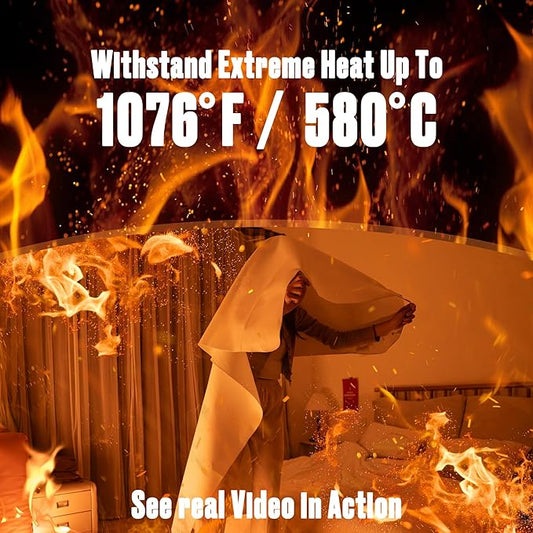 Human Size Fire Blanket - (47" x 71") Extra Large Fire Proof Blanket for Home, RV, Grill, BBQ, Fireplace Emergency Fire Protection, High Heat Resistant Fiberglass Safety Sheet Waterproof