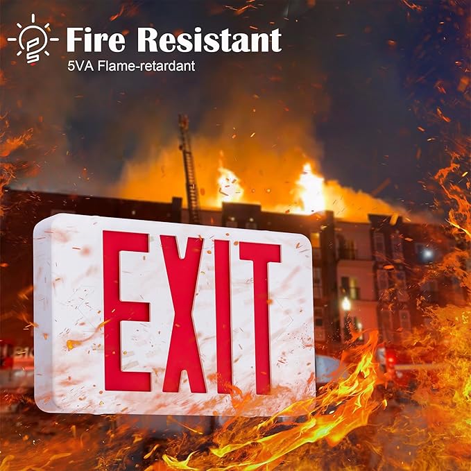 Gruenlich LED Exit Sign,Emergency Light with Double Face and Battery Backup,UL 924 Qualified, AC 120/277V, US Standard Hardwired Red Letter Exit Lights for Business, 4-Pack