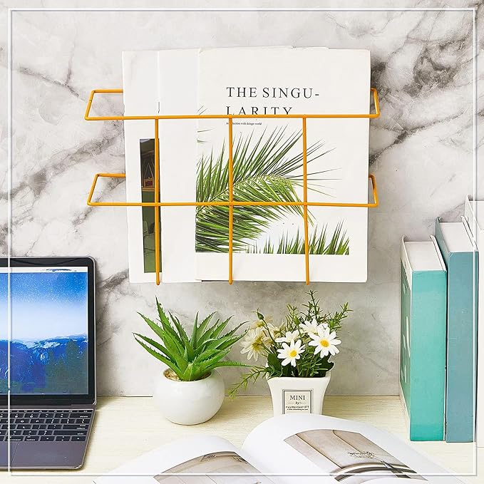 Nuenen 2 Packs MSDS Binder Holder Wall Mount MSDS Binder Rack Mounting Wire 3 Ring Storage for File Magazine Book Sheet Organizer Safety Display Office Home, 13.78 x 8.66 x 4.33 Inch