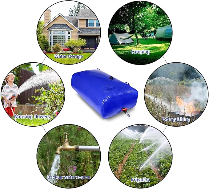 2480 L/650 gal Water Bladder Storage Containers, Foldable Portable Water Tank Large Capacity Soft Water Bag, Drought Resistance, Fire Prevention, Emergency Water