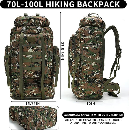 Hiking Backpack for Men 70L/100L Camping Backpack Military Rucksack Molle 3 Days Assault Pack for Climbing