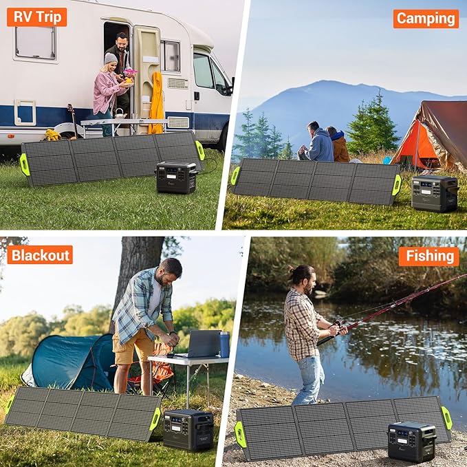 FOSSiBOT Solar Panel SP200 Foldable Solar Panel 200 Watts Adjustable Kickstands for Home, RV