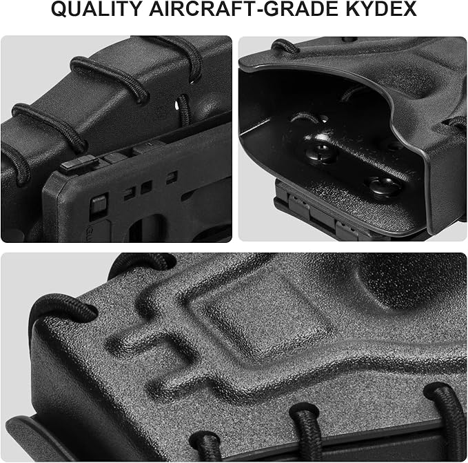 Handcuff Case Compatible with ASP, Chain, Hinged, and Rigid Folding Handcuffs – OWB Kydex Cuff Holder with Belt Clip or MOLLE Mount – Fits 1.5"-2.25" Belts – Black/Basketweave Options