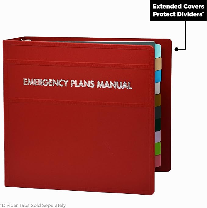 Carstens 4-Inch Heavy Duty Emergency Plans Round Ring Binder – Side Opening, Brick Red, Durable Plastic Covers, No-Gap Rings, No Pockets, Holds 600 US Letter Sheets, Made in USA (1891-3R)