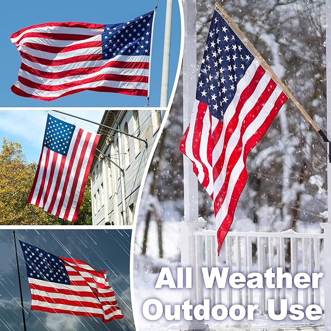 American Flag 3X5 FT TearProof Series, Heavy Duty Tough Spun Polyester USA Flags High Wind for Outside Outdoor with Durable Embroidered Stars Sewn Stripes Brass Grommets