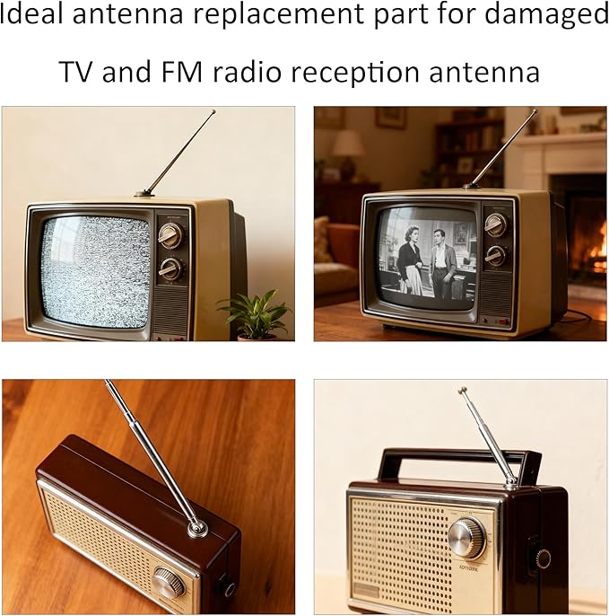 pson 3Pcs Telescopic Antenna, 4-Section Stainless Steel AM FM Radio Antenna Replacement for Radio, TV and Other Electric Products