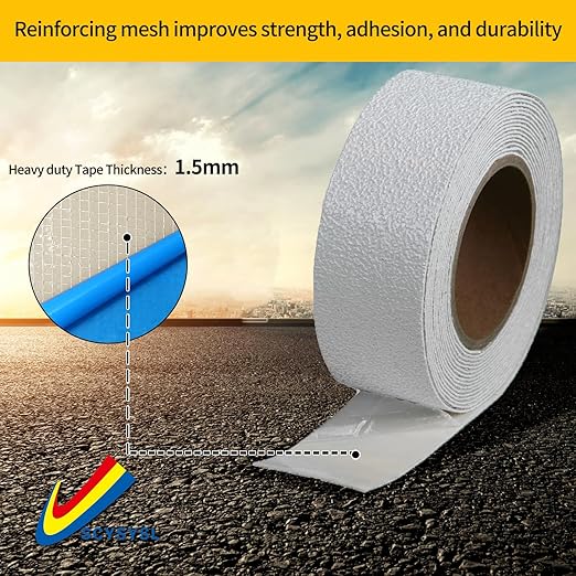Reflective Pavement Marking Tape Slip-Resistant and Durable, Heavy-Duty Rubber Base for Outdoor Applications, Perfect for Driveways, Walkways, and Parking Areas (White, 4 Inch X 36 Feet)