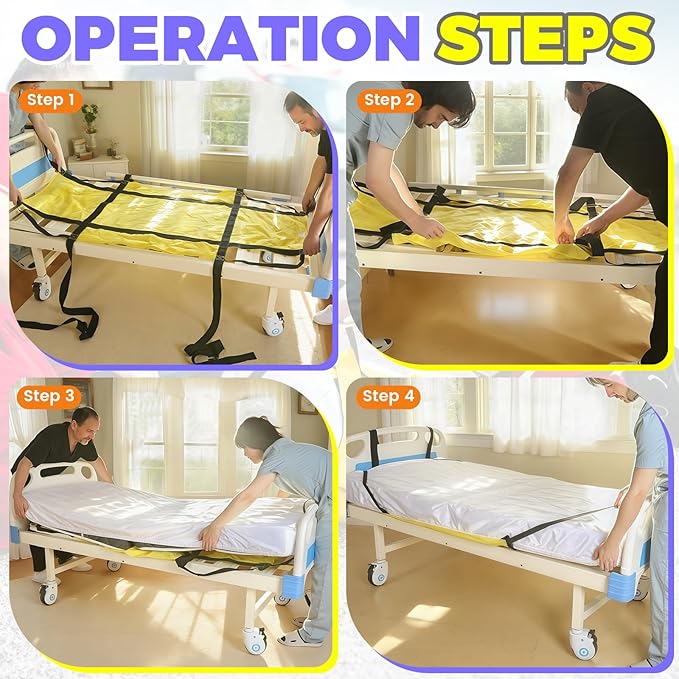 Emergency Evacuation Sheet – Patient Rescue Transfer Device for Bedridden, Hospitals & Home Care – Fire & Disaster Evacuation Aid, 330 lbs Capacity, Fits Standard Beds