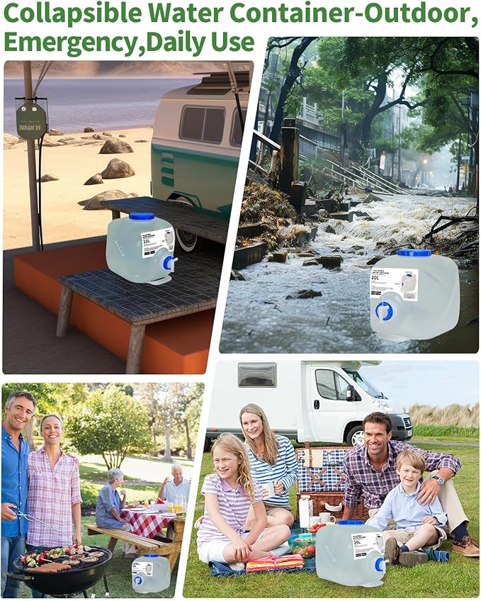 1 Pack 5.3 Gallon Collapsible Water Container Camping Water Container with Spigot,Portable Collapsible Water Jug Water Storage Containers for Outdoors Traveling Emergency
