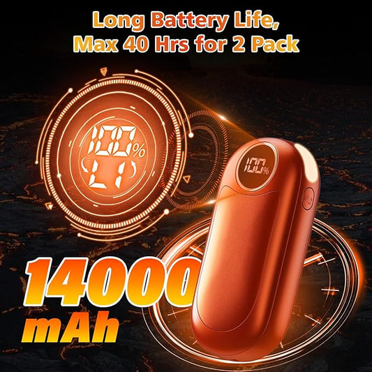 Hand Warmers Rechargeable, Dual-Sided Heating with LED Display, Flashlight, 4 Heating Levels Electric Pocket Heater for Raynauds, Golf, Camping, Hunting, Gifts for Christmas Men Women