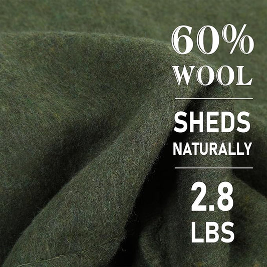 Preboun 3 Pieces Wool Camping Blanket Bulk 60" x 80" Military Wool First Aid Fire Retardant Blanket Queen for Outdoors Camping Stadium Picnics Travel Car Survival Kits(Olive Green)