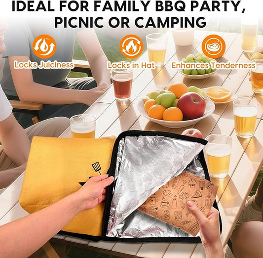 BBQ Blanket for Resting Meat, 21in Smoker Insulated Brisket Bag with Wide Mouth Fits Large Brisket, Beef, Pork Shoulders, Turkeys - Gifts for Men, Dad, BBQ Lovers, Stocking Stuffers