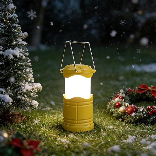Lichamp LED Camping Lantern, 4 Pack Battery Powered Flashlight for Power Outages, Portable Collapsible Hanging Light Essential for Home, Outdoor, Emergency Lamp Survival Kit Gear for Hurricane, Yellow