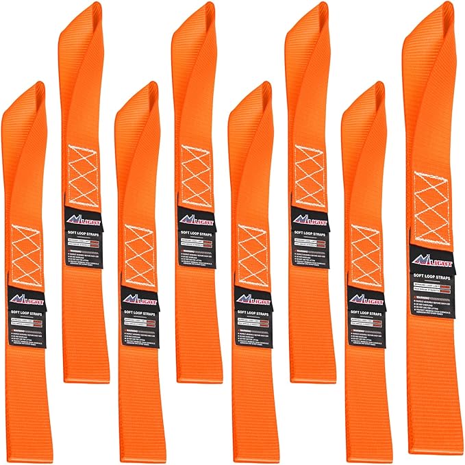 Nilight Soft Loop 1.7”×17" Motorcycle Tie Down Straps Heavy Duty 12000Lbs Max Break Strength for Securing ATV UTV Kayak Moving Cargo (8PK-Orange)