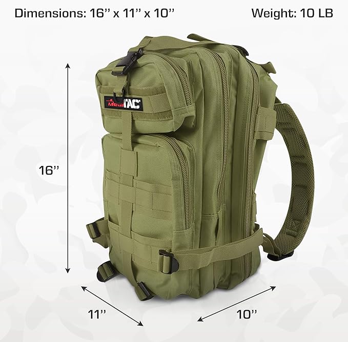 MediTac Rucksack Assault Trauma Tactical Kit Feat. SOF Tourniquet, Chest Seals, Clotting Gauze – Olive Drab