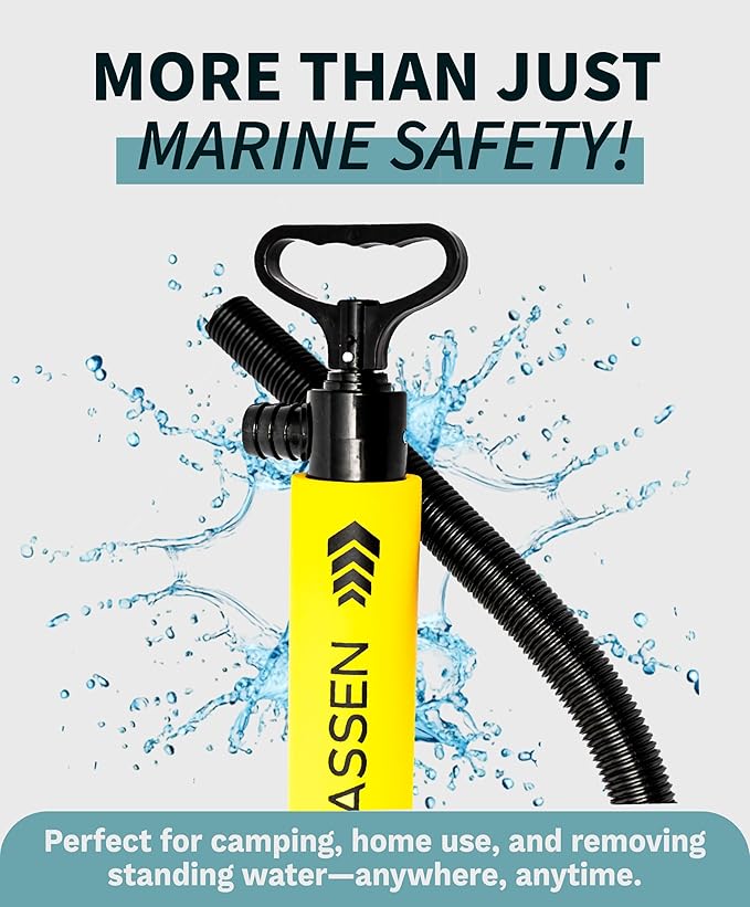 Manual Bilge Pump for Boats, Kayak Portable Hand Pumps for Water Removal - Long Hose Marine Safety Equipment Must Haves, Emergency Tool Home & Outdoors