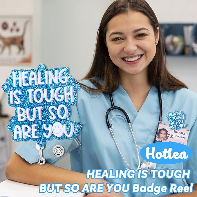 Positive Smile Badge Reel Nursing Badge Holders Retractable Badge Clip RN LN CNA Mental Health Nurse Badge Accessories for Work