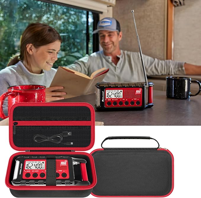 Hard EVA Protective Case for Midland ER310/ER210/ER50/ER40 Emergency Crank Weather Radio - Shockproof Travel Storage Box with Carrying Handle (Case Only)