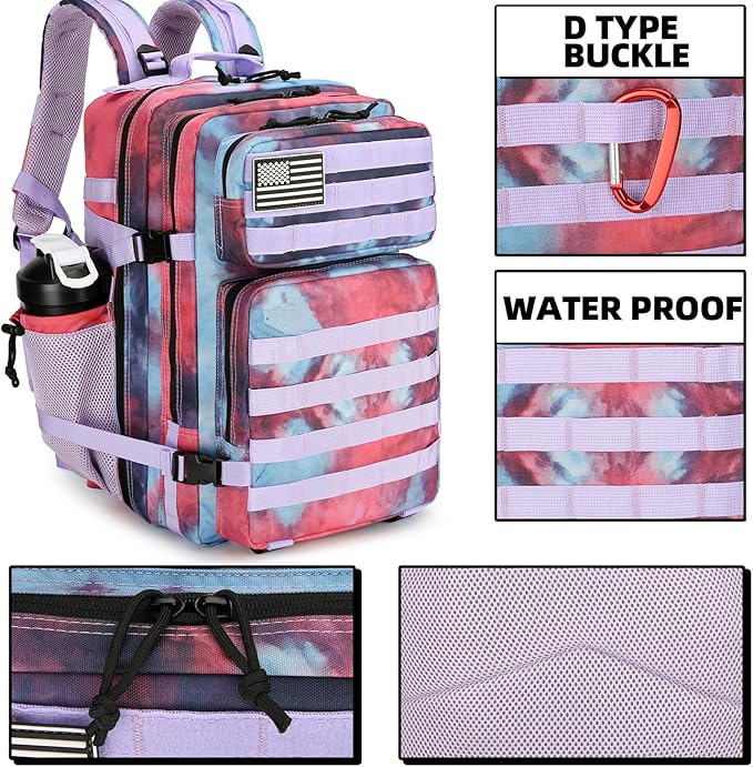 45L Tactical Assault Backpack 3 day assault pack with Molle Waterproof backpack Rucksack for Tactical Backpacks (Nebula Camo)