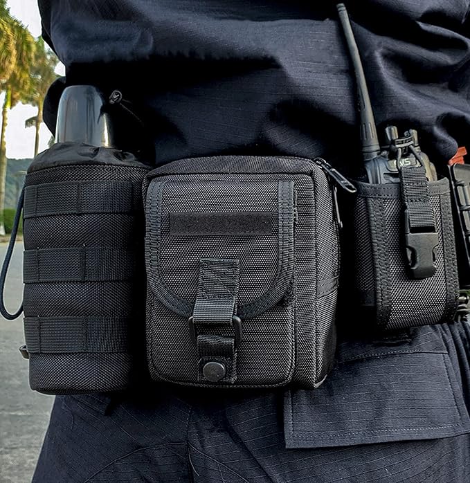 Compact Radio Holster Two Ways Radio Pouch for Duty Belt Vest Universal Walkie Talkies Holder Carrier Tactical Nylon Case Carry Bag for Police LE Security Safety Firefighter Rescue Outdoor