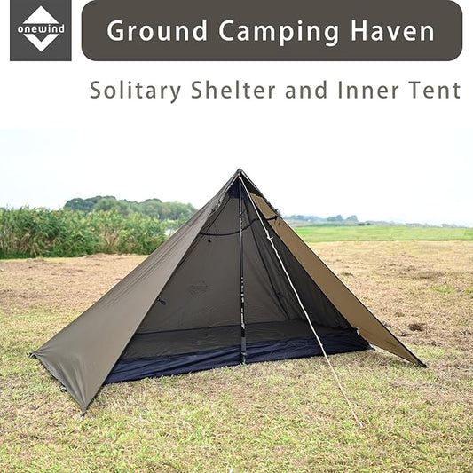 Onewind Lightweight Poncho Shelter, Solitary Shelter Cape Silnylon Emergency Survival Shelter Ultralight Minimalist Shelter for Camping Hiking Backpacking Bug Out Bag
